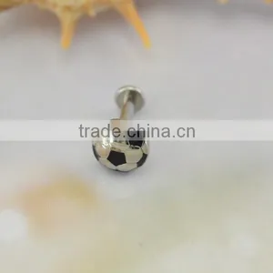 New Arrival Stainless Steel Lip Piercing Body Jewelry Fashion Football Shaped Labret Rings thumbnail-3