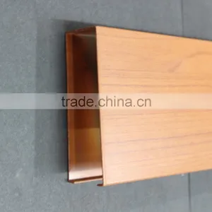 Heat Transfer Wood Grain Aluminum Sheet Suspended Metal Linear Ceiling U Aluminum Screen Ceiling Panel thumbnail-5