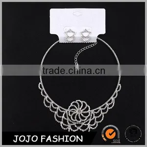 Ladies Bridal Necklace Set Flower Diamond Earring Wholesale Wedding Accessories thumbnail-1