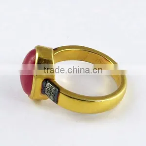 Lavender !! Gold Plated Ruby & CZ 925 Sterling Silver Ring, Wholesale Silver Jewelry, Indian Jewelry Manufacturer thumbnail-4