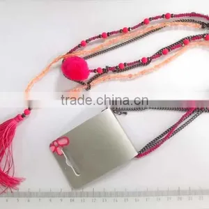 Charming Beaded Chain Pendant Statement Necklace thumbnail-1