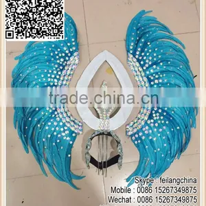 Good Quality Turquoise Blue With Diamond Large Headdress Headpiece Quality Choice thumbnail-2