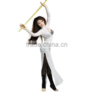Wuchieal High Elastic Lace Belly Dance Practice Dress Bellydancing Costume With Long Sleeves thumbnail-4