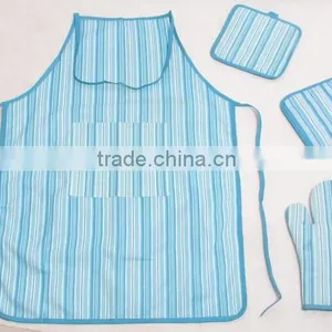 Custom Cotton Apron With Oven Mitt Glove Pot Holder Cheap Apron Set thumbnail-6