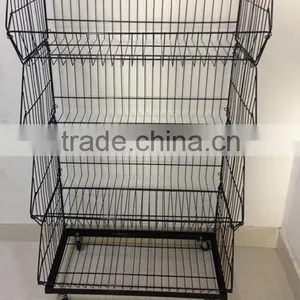 RH-BR02 Powder Coated Wire Storage Basket With Wheels thumbnail-1