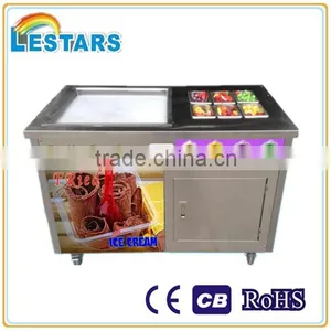 France Swirl Square Pan Thai Fried Ice Cream Machine With 6 Topping Cooling Tanks thumbnail-1