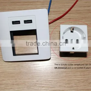 Highest Quality Output Current 2.1A Plug Socket With Double Usb USB Wall Socket EU thumbnail-3