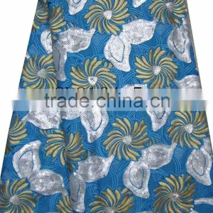 African Organza Lace With Sequins Embroidery CL8164-blue+sliver thumbnail-1