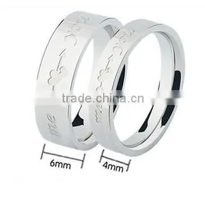 4mm-6mm Engrave LOVE Classic 316L Stainless Steel Wedding Band Ring for Lover thumbnail-6