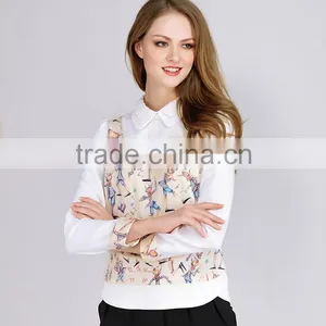 PRETTY STEPS 2016 China Different Types of Blouse Designs Spring New Design Print Casual Lady Blouse thumbnail-3
