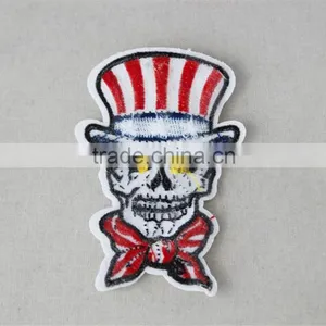 Lovely Design Person Skull Pattern Patches Polyerster Embroidery Fabric Patch Trim Red and White Color for Wholesale thumbnail-4