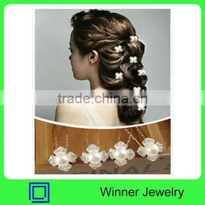 U Pick New Fashion Jewelry Wedding Bridal Prom Pearl Crystal Flower Hair Pins thumbnail-1