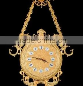 Luxury Gold Plated Wall Clock, French Louis XV Style Gilt Bronze Wall Hanging Clock thumbnail-1