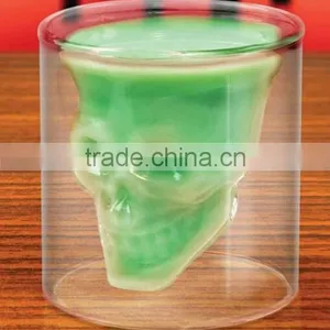 Skull Heat Resistant Glass Coffee Cup Personalized Skull Heads Hand Blown Double Wall Glass Cup thumbnail-4