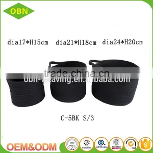 Cotton Rope Material Woven Black Storage Baskets thumbnail-3