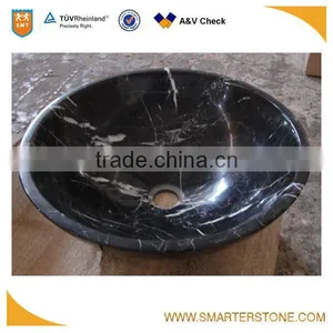 Unique Veins Ancient Wooden Marble Wash Basin Black thumbnail-2