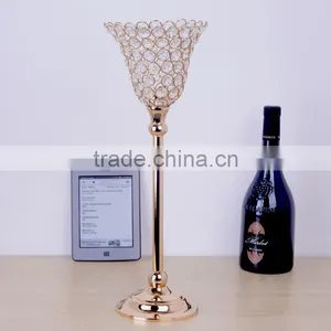 2016 New Design Morning Glory Crystal Candlestick Metal Plated Candle Holder Home Decoration thumbnail-2
