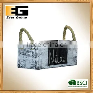 Rectangle Shape Wooden Pot Planters With Rope Handles thumbnail-2