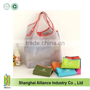 Cheap Reusable Colorful 190T Nylon Foldable Shoulder Shopping Bags With Pocket thumbnail-3