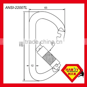 ANSI-2448TL Galvanized Steel Classic D Type Twist Lock ANSI Carabiner thumbnail-5