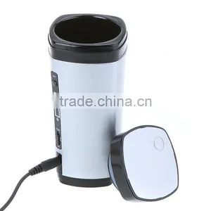 USB Powered Rechargeable Coffee Tea Cup Mug Warmer Automatic Stirring Silver Mug thumbnail-3