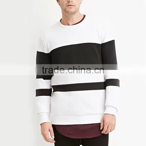 Cotton Material Slim Fit White and Blue Stripe T-shirt Long Sleeve thumbnail-1
