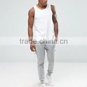Cheapest New Design Custom Manufacture White Color Sleeveless Gym Wear Comfortable Spandex Cotton Fashion Men's Tank Tops thumbnail-4