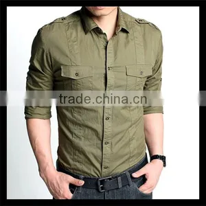 New Style Classical Style All-match Man Long Sleeve Shirt With Sleeve Band thumbnail-1