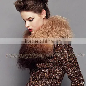 CX-A-62B Tip Dyed Women Detachable Real Mongolian Lamb Fur Collar thumbnail-3