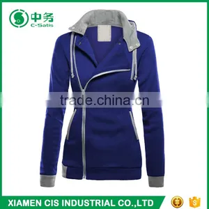 2017 Latest Fashion European Style Multi Color Women Winter Oblique Zipper Hoodie thumbnail-4