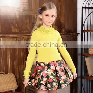 S32502W New Fashion Design Baby Clothing Girl Sweater Cotton Knitted With Floral Sweaters thumbnail-2