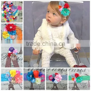 High Quality Handmade Girl Infant Baby Newborn Lace Flower Hairband Wholesale thumbnail-1