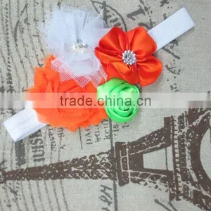 Girls Boutique Chic Rose and Rhinestoned Satin Petals Headbands For Baby thumbnail-4