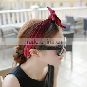 Fashion Women Velvet Headbands Rabbit Ears thumbnail-3