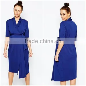 Elegant Fashion Fancy Wiggle Wrap Maternity Navy Dress With Belt thumbnail-1