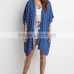 Fashion Korean Style Abstract Tile Print Kimonos Wholesale China Tops 2015 Autumn Must-have Long Coat Women thumbnail-1