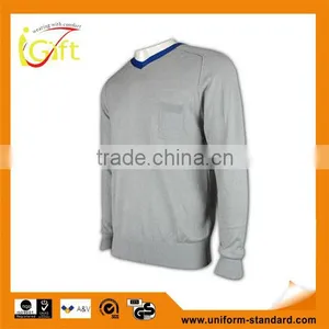 ISO9001/BSCI Manufature Blank Light Grey Acyclic Varsity Sweater thumbnail-1