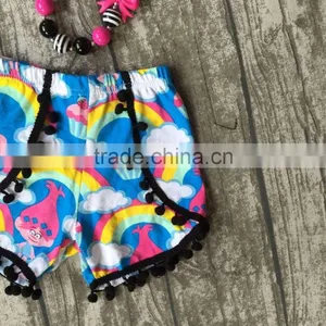 Baby Girls Summer Clothes Girls Children LOVE Troll Hair Outfits Kids Flutter Sleeve and Rainbow Shorts Outfits With Accessories thumbnail-3