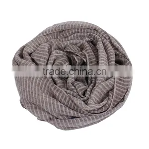 Cotton Polyester Blend Scarves & Wraps Rectangle Brown Tassel Scarf Factory thumbnail-3
