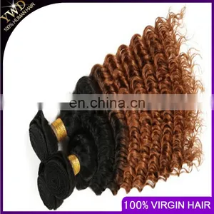 Ombre Hair Extensions Brazilian Virgin Hair Deep Curly 3Pcs Brazilian Ombre Curly T1B/30 Hair Extension Dropship 10-26INCH thumbnail-4