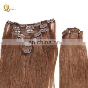 Virgin Human Hair Clip in Hair Extensions Including Wholesale Virgin 18 6# Brazilian thumbnail-1