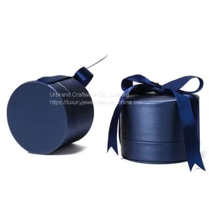 Round Brushed PU Ring Box Pendant Box Necklace Box Jewelry Box Jewelry Packaging Box Custom LOGO Wholesale thumbnail-5