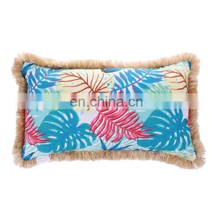 Hot Sell Tropical Outdoor Leaf Pillows Green Leaves Printing Outdoor Furniture Sofa Pillow Case thumbnail-2