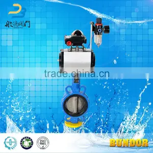 Dn200 Anti-corrosion Casting Iron Ductile Iron Epdm Wafer Type Pneumatic Operated Butterfly Valve thumbnail-3