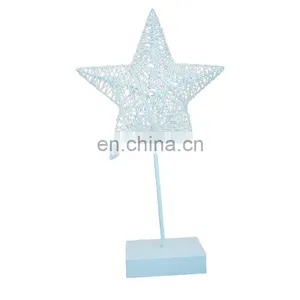 Modern Design Ramadan Led Rattan Wire Moon Star Heart Decoration Night Light With Wooden Base for Festival Celebration thumbnail-3