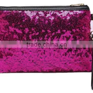 High Quality Glitter Cosmetic Bag, OEM Glitter Faux Leather Cosmetic Pouch,ladies Glitter Clutch Bag,ladies Leather Vanity Bag thumbnail-3