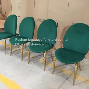 Nordic Velvet Gold Stainless Steel Leg Upholstery Modern Leather Designer Dining Chair Chairs For Dining Table thumbnail-5