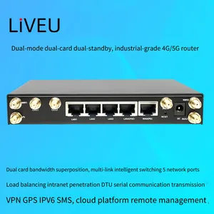 Liveu Multi-card 4g Industrial Wireless Router, Support Three Networks, Dual-mode and Dual-card Dual-standby, 5 Ethernet Ports, Wi-fi, Cloud Platform for Remote Operation and Maintenance of Plc, All-metal Shell, Dtu Serial Communication thumbnail-2