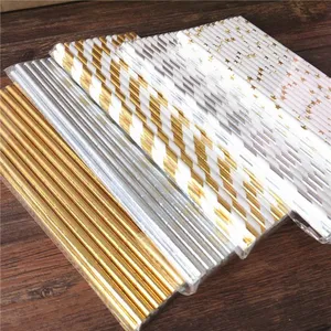 Ningbo PartyKing Golden Foil Option Design Paper Straws For Wedding Birthday Party Fashion Drinking Straws Decoration Supplies thumbnail-5