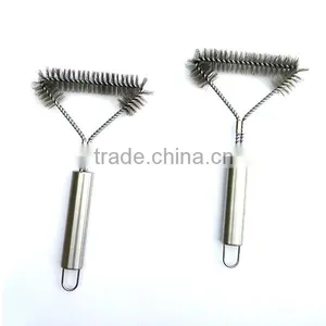 New Improved Logo Print Stronger Stainless Steel Handle 12 Inch 3 Side Grilling Brush thumbnail-1